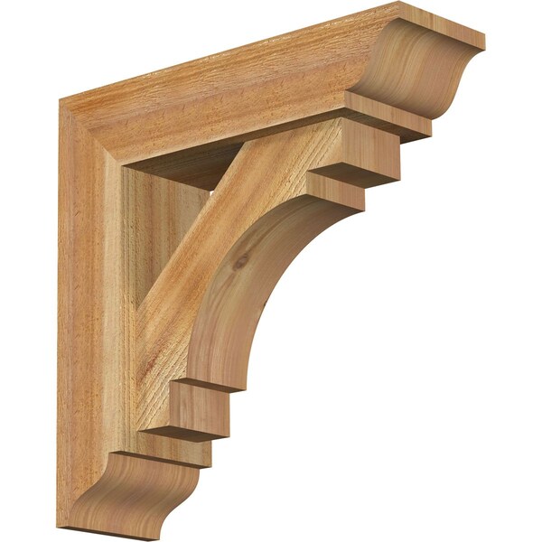 Ekena Millwork Merced Traditional Rough Sawn Bracket w/ Offset Brace, Western Red Cedar, 6"W x 20"D x 20"H BKT0604X20X20MRC01RWR - main